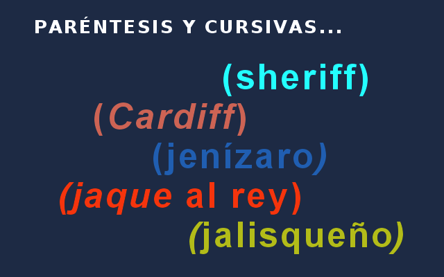 Paréntesis y cursivas: roces, espacios, criterios y coherencia