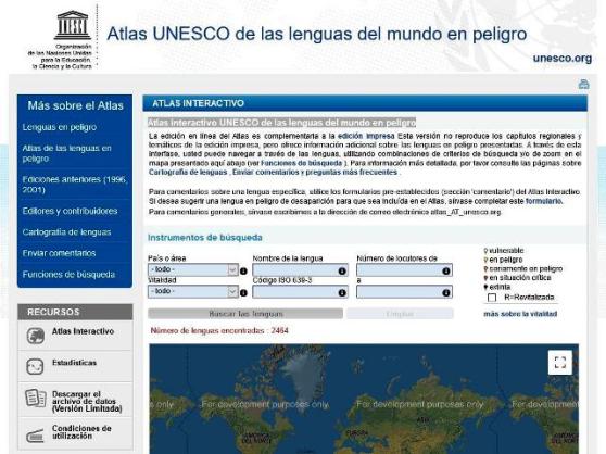 ATLAS UNESCO LENGUAS PELIGRO - MAPA ATLAS UNESCO - MAPA INTERACTIVO